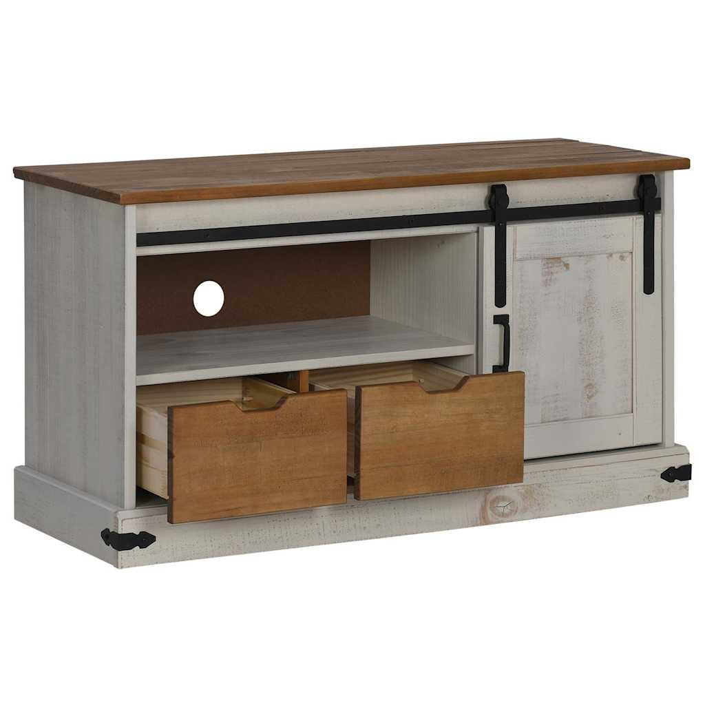 Mobile Porta TV HALDEN con Anta Scorrevole Bianco 110x40x60 cm