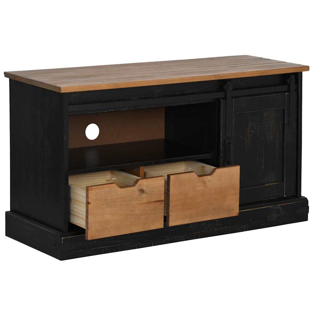 Mobile Porta TV HALDEN con Anta Scorrevole Nero 110x40x60 cm