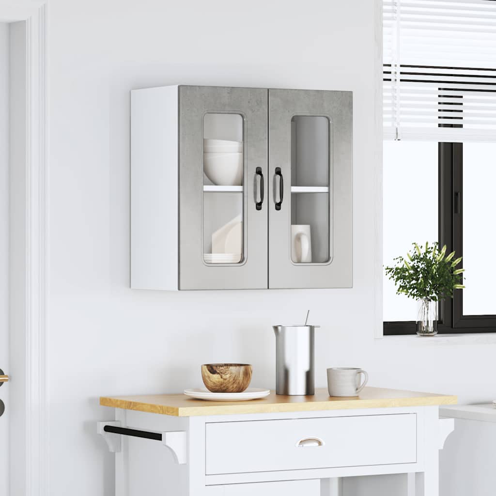 Pensile da Cucina con Porta in Vetro Kalmar Grigio Cemento