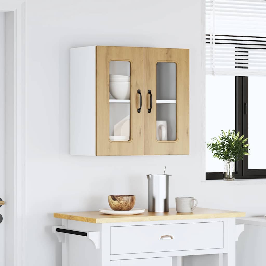 Pensile da Cucina con Porta in Vetro Kalmar Rovere Artigianale