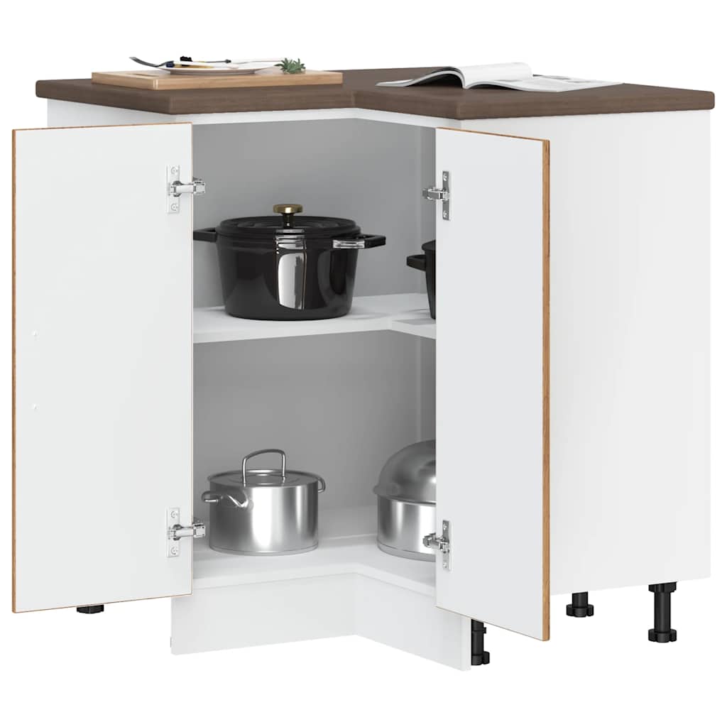 Mobile Base ad Angolo Cucina Lucca Legno Antico in Truciolato