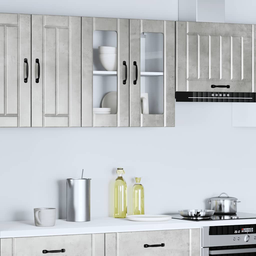 Pensile da Cucina con Porta in Vetro Lucca Grigio Cemento
