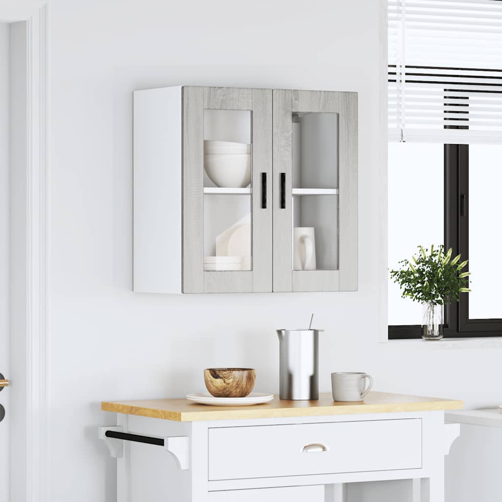 Pensile da Cucina con Porta in Vetro Porto Grigio Sonoma
