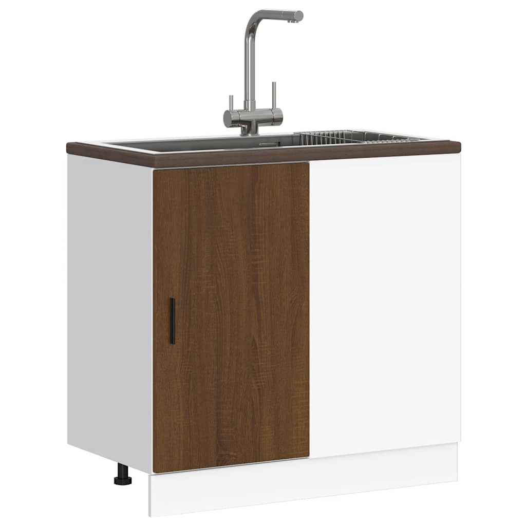 Mobile Base Lavello Rovere Marrone in Legno Multistrato