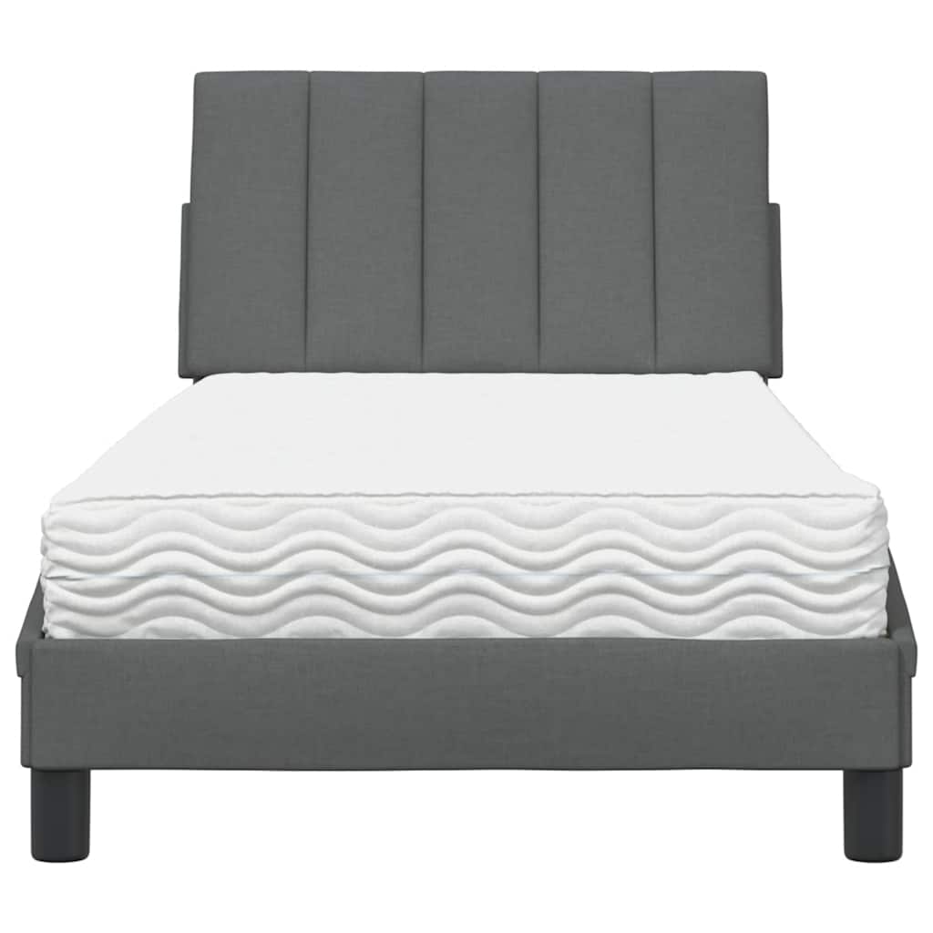 Letto con Materasso Hanko Grigio Scuro 90x190 cm in Tessuto