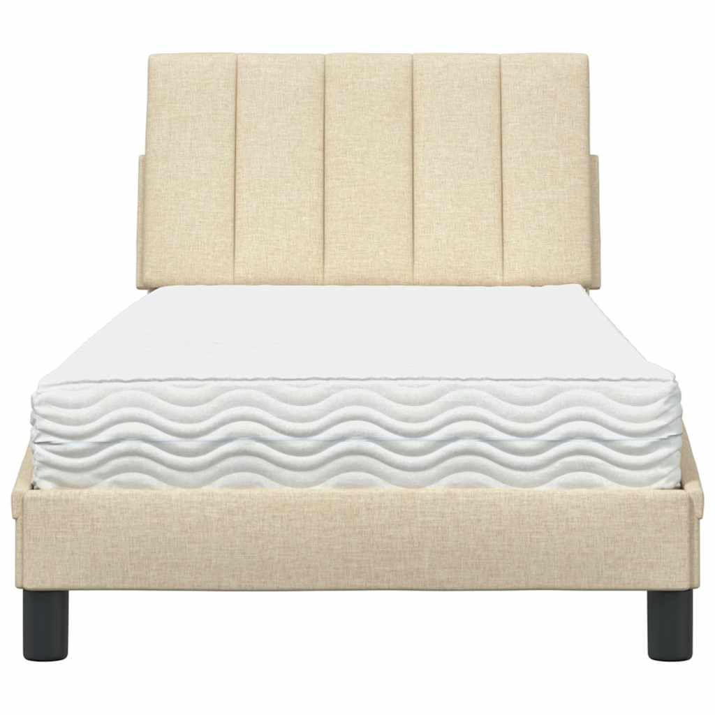 Letto con Materasso Hanko Crema 90x190 cm in Tessuto