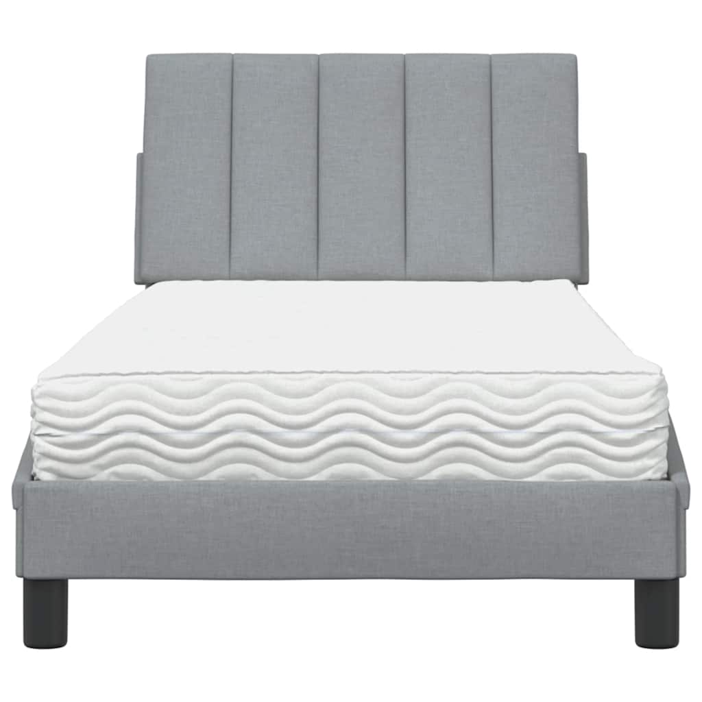 Letto con Materasso Hanko Grigio Chiaro 90x200 cm in Tessuto