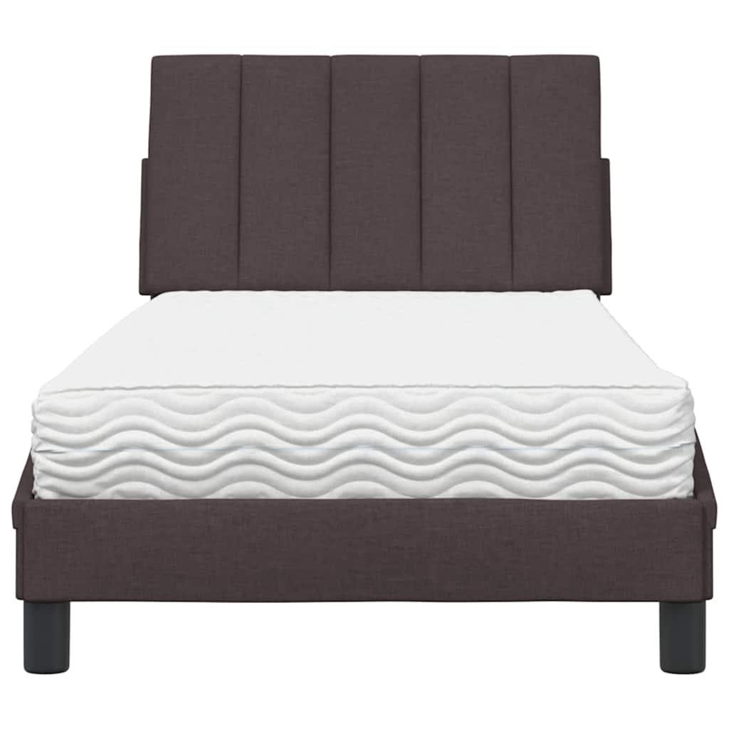 Letto con Materasso Hanko Marrone Scuro 90x200 cm in Tessuto
