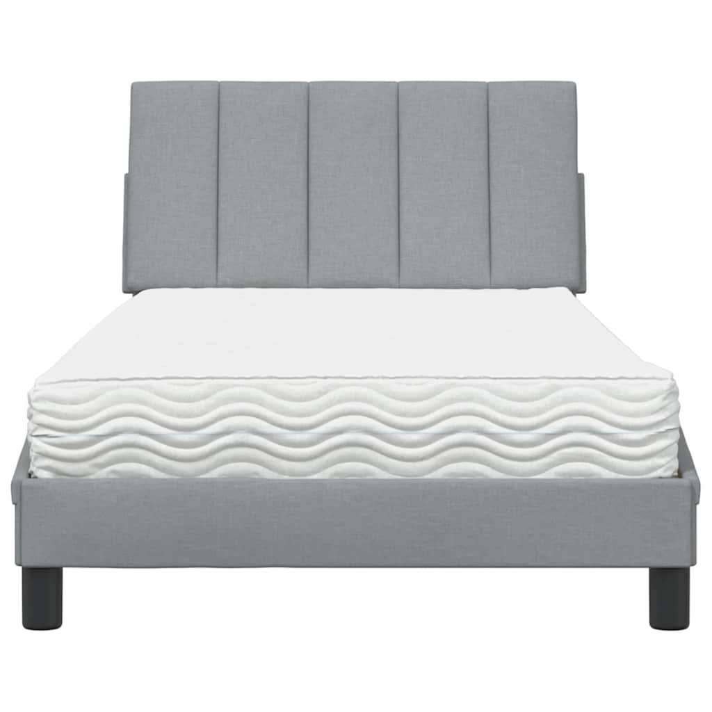 Letto con Materasso Hanko Grigio Chiaro 100x200 cm in Tessuto