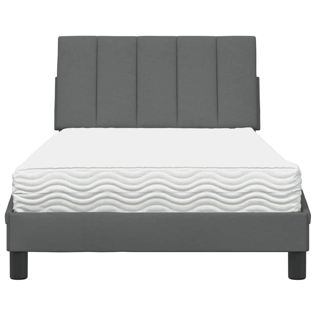 Letto con Materasso Hanko Grigio Scuro 100x200 cm in Tessuto
