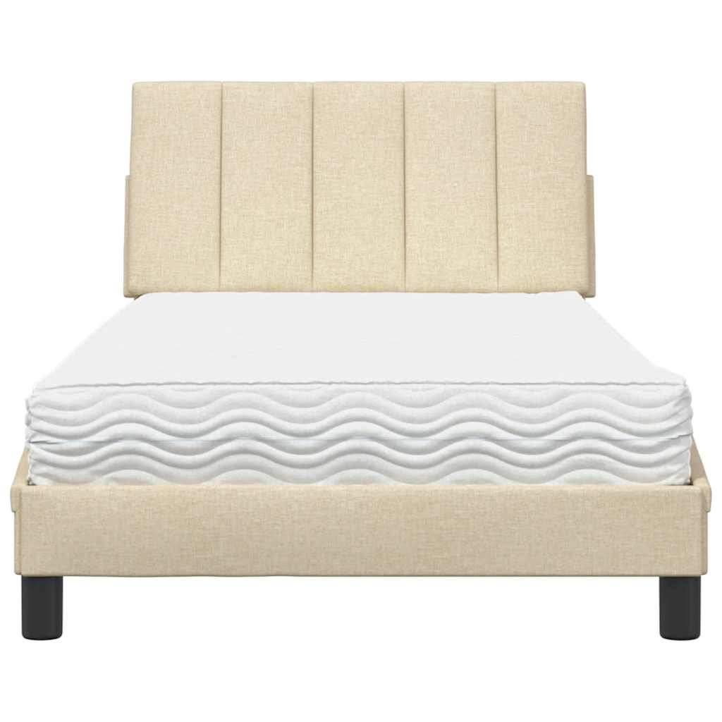 Letto con Materasso Hanko Crema 100x200 cm in Tessuto
