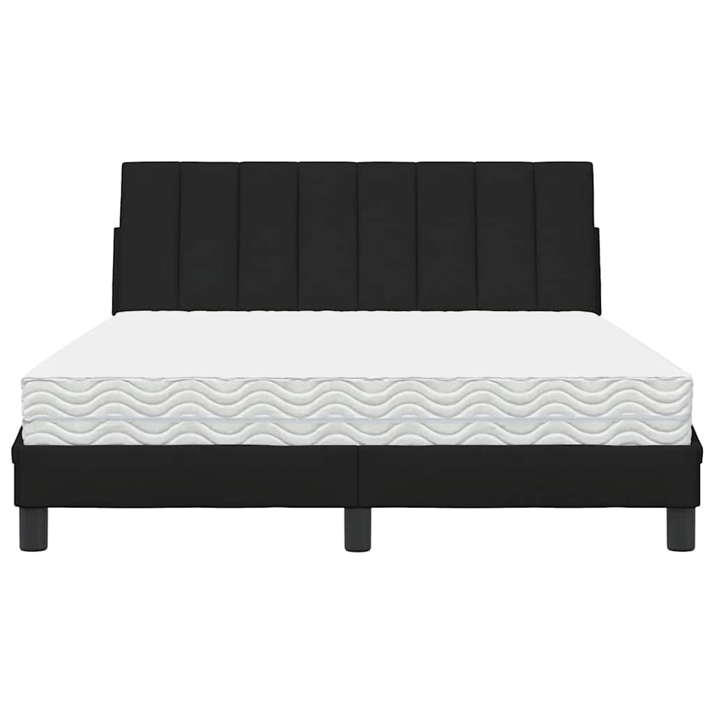 Letto con Materasso Hanko Nero 140x190 cm in Tessuto