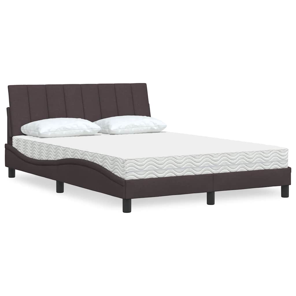 Letto con Materasso Hanko Marrone Scuro 140x200cm Tessuto