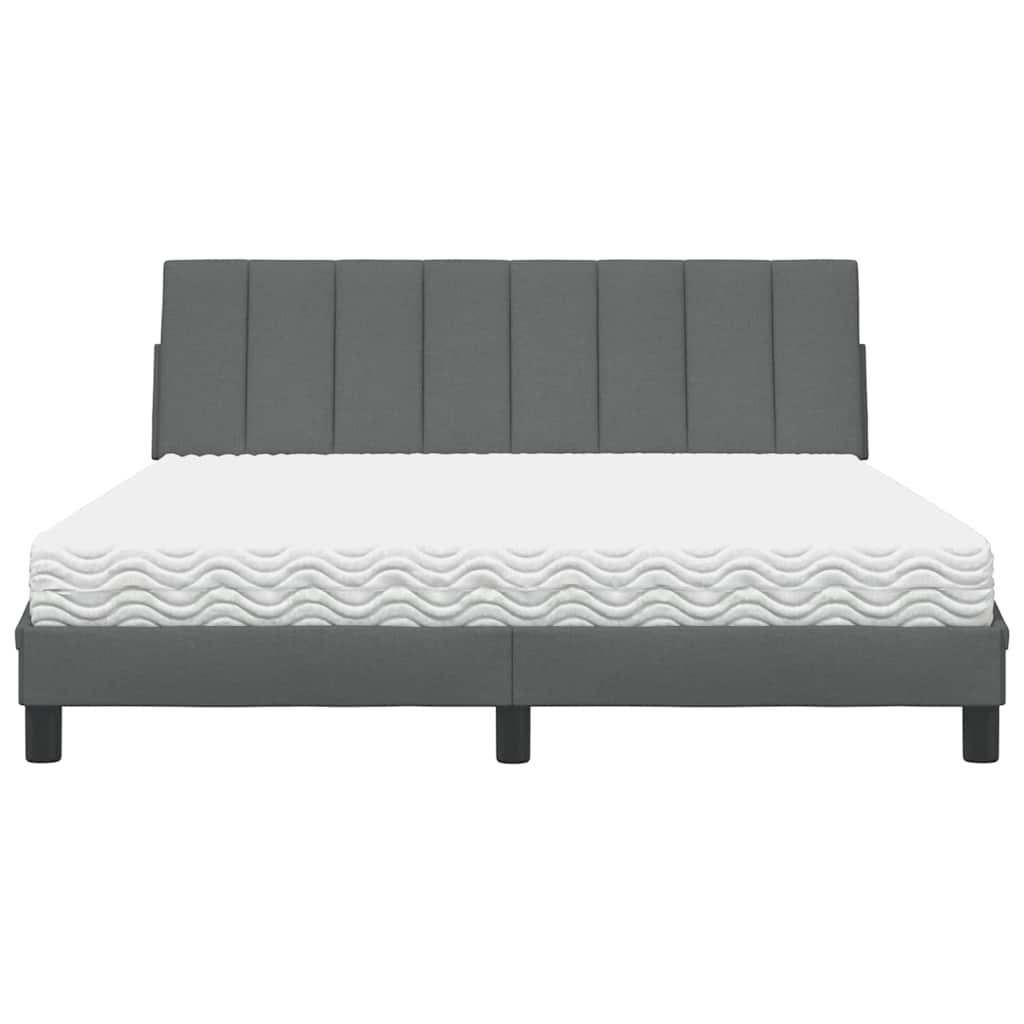 Letto con Materasso Hanko Grigio Scuro 160x200 cm Tessuto