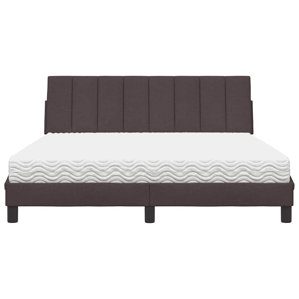 Letto con Materasso Hanko Marrone Scuro 160x200cm Tessuto
