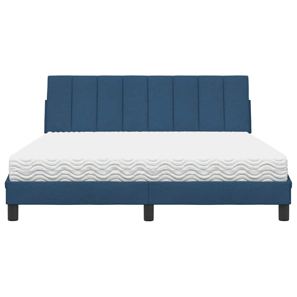 Letto con Materasso Hanko Blu 160x200 cm in Tessuto