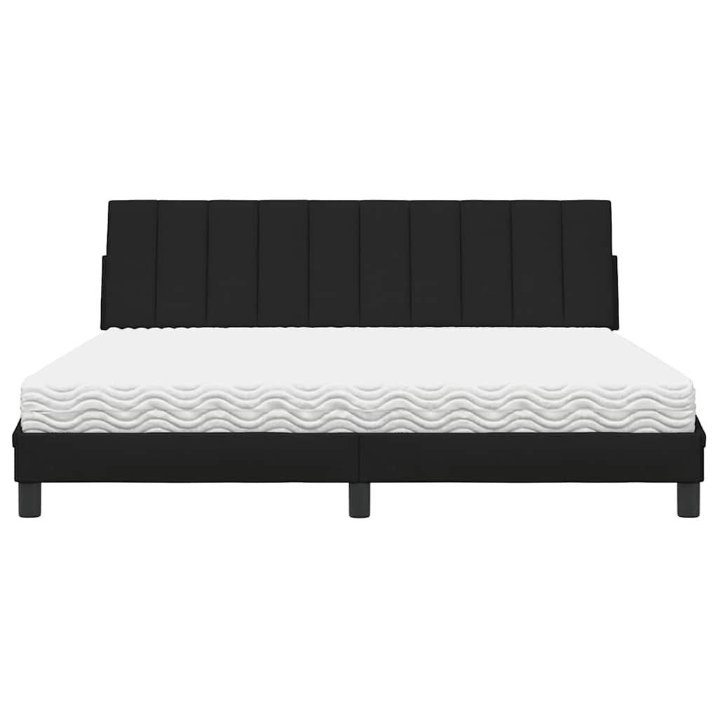 Letto con Materasso Hanko Nero 180x200 cm in Tessuto