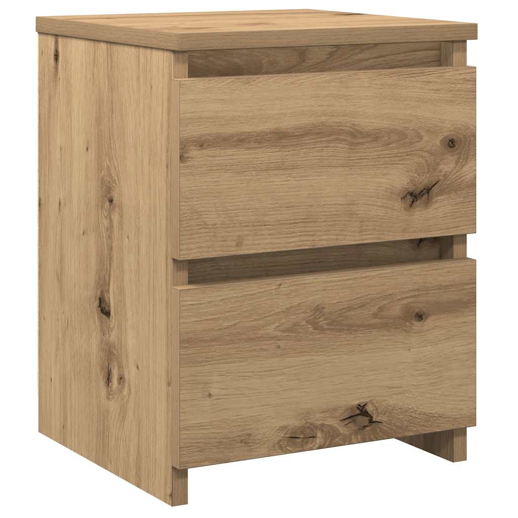 Comodini 2pz Rovere Artigianale 30x30x40cm in Legno Multistrato