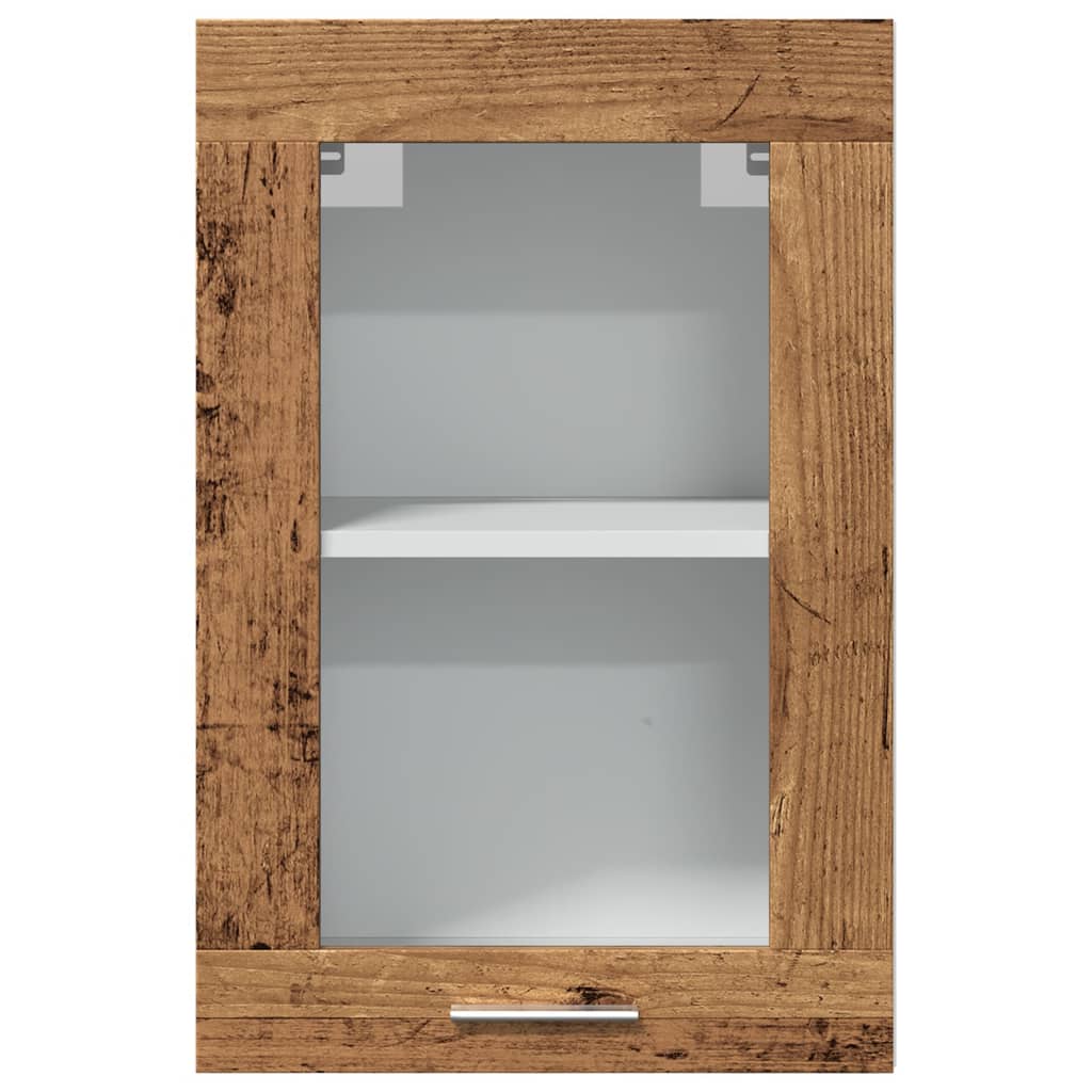 Mobile Pensile Vetro Legno Antico 40x31x60 cm Legno Multistrato