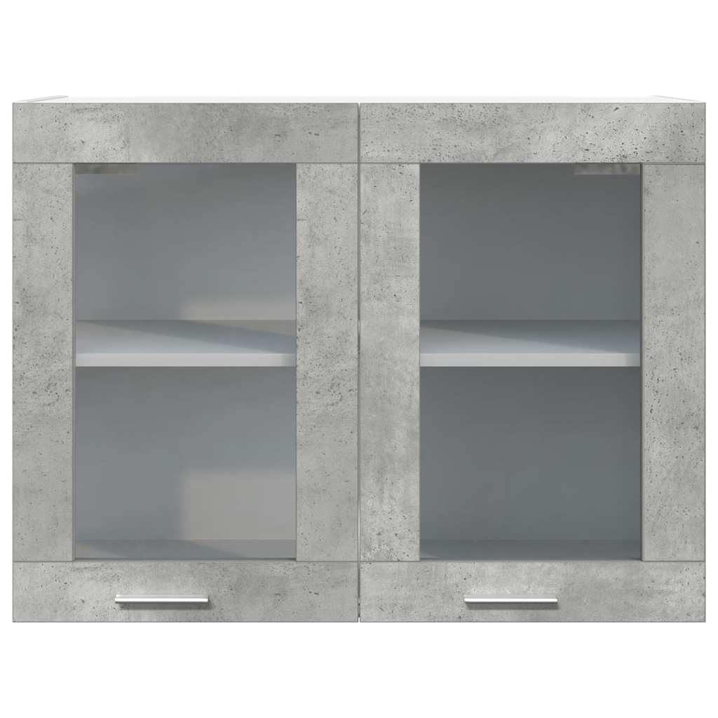 Mobile Pensile con Vetro Grigio Cemento 80x31x60 cm