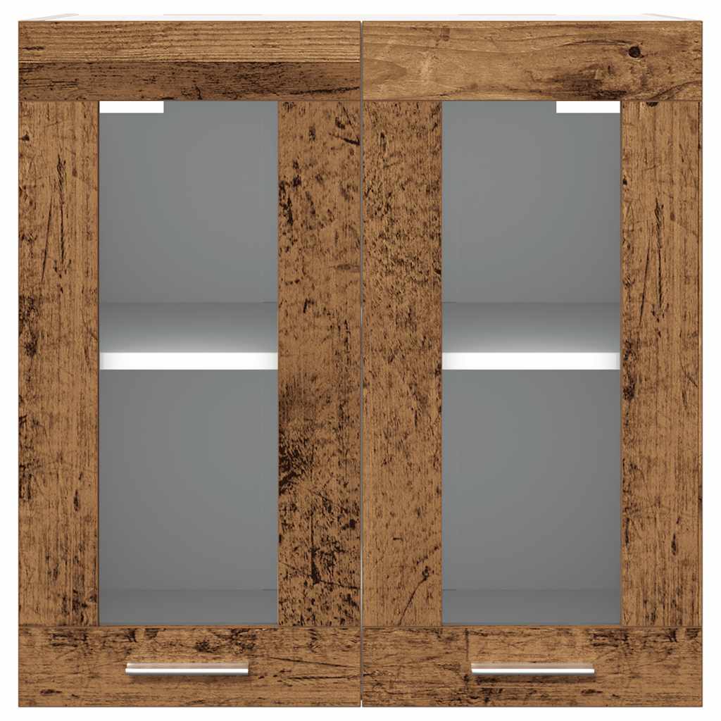 Pensile da Cucina con Anta in Vetro Legno Antico 60x31x60 cm