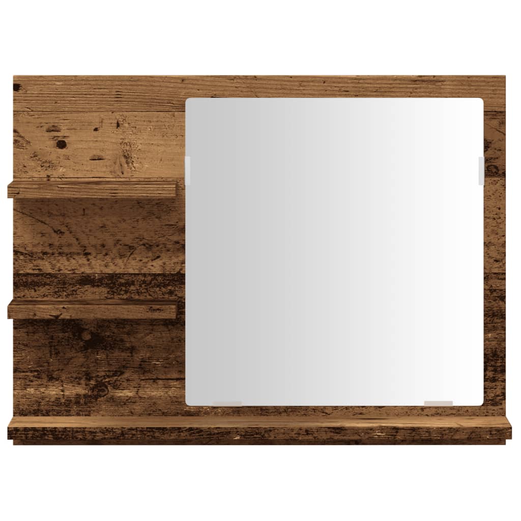 Armadietto a Specchio da Bagno Legno Vecchio 60x10,5x45 cm