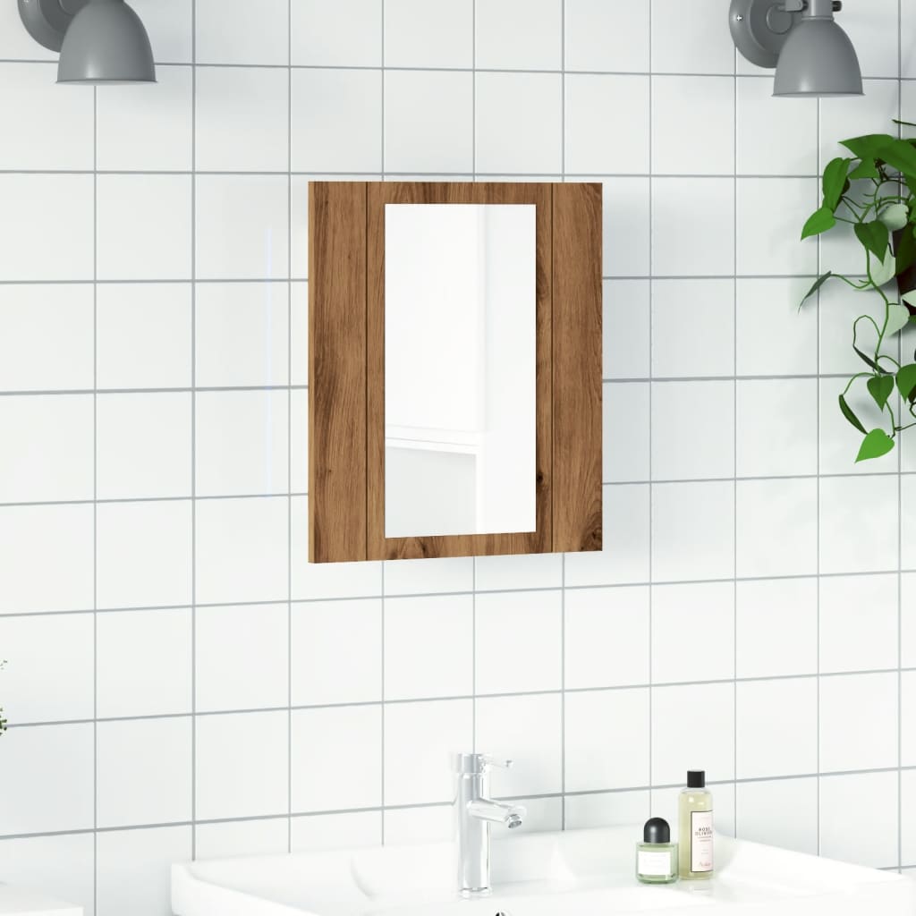 Mobile Bagno Specchio LED Rovere 40x12x45 cm Multistrato