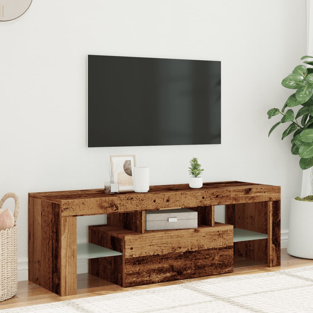 Mobile Porta TV con LED Legno Antico 120x36,5x40 cm Multistrato