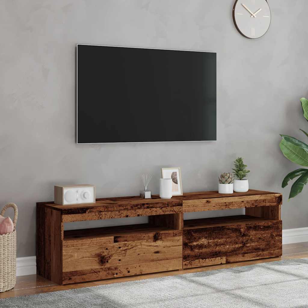Mobili Porta TV con LED 2 pz Legno Antico in Legno Multistrato