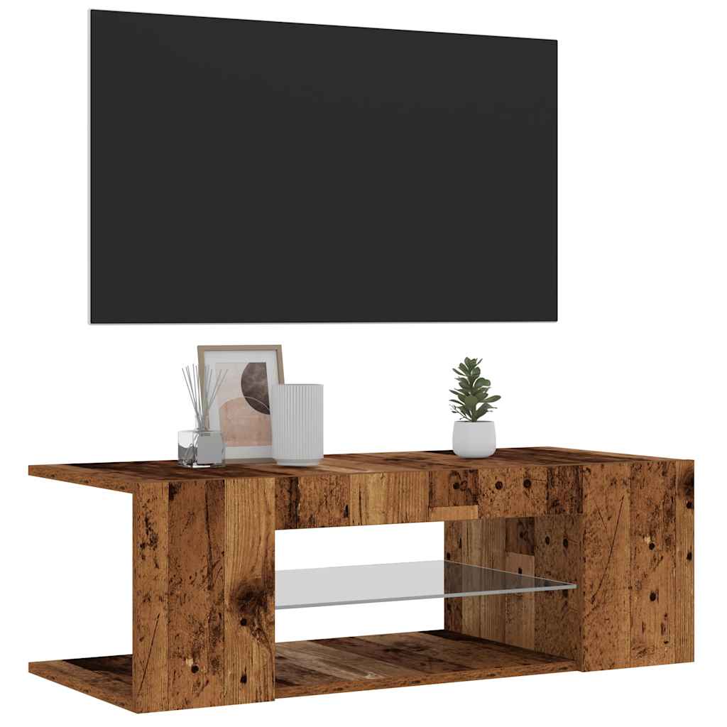 Mobile Porta TV con LED Legno Antico 90x39x30 cm Multistrato