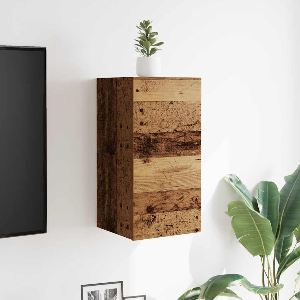 Mobili Porta TV a Parete 2pz Legno Antico 30,5x30x30 cm