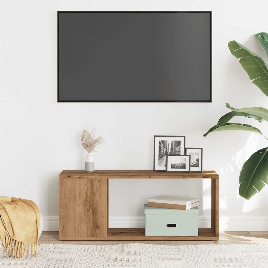 Mobile Porta TV Rovere Artigianale 80x24x32cm Legno Multistrato