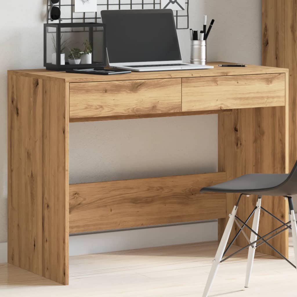Scrivania Rovere Artigianale 101x50x76,5cm in Legno Multistrato