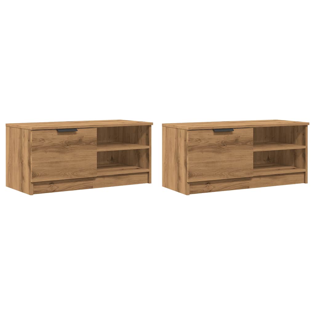 Mobili Porta TV 2 pz Rovere Artigianale 80x35x36,5cm Truciolato