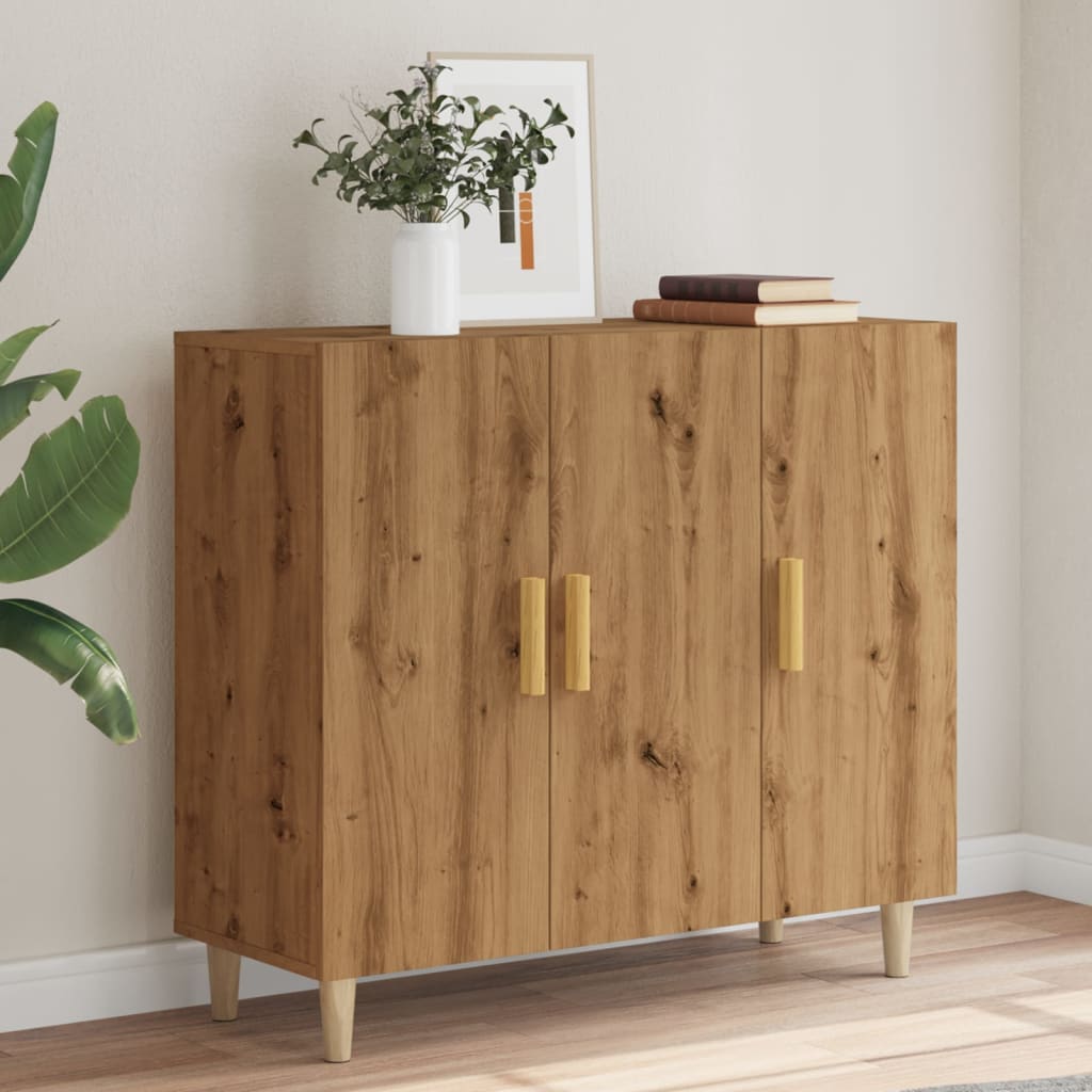 Credenza Rovere Artigianale 90x34x80 cm in Legno Multistrato