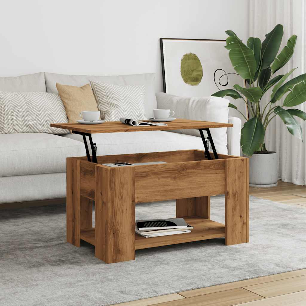 Tavolino da Salotto Rovere Artigianale 79x49x41 cm Truciolato