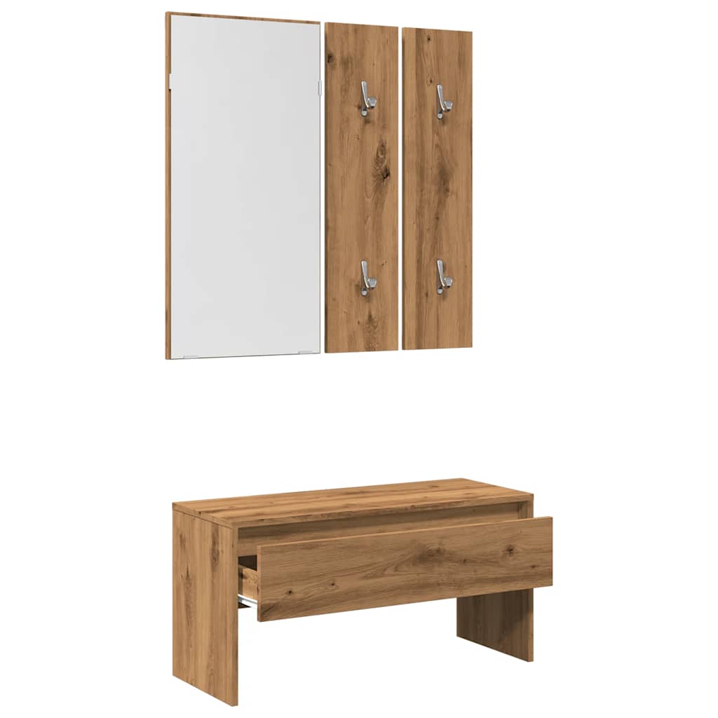 Set di Mobili da Corridoio Rovere Artigianale Legno Multistrato