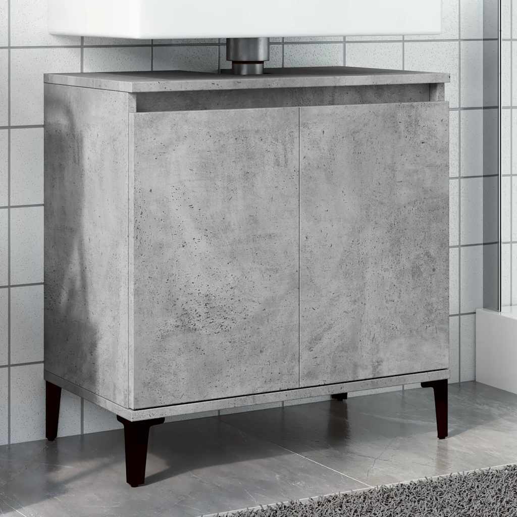 Mobile Lavabo Grigio Cemento 58x33x60 cm in Legno Multistrato