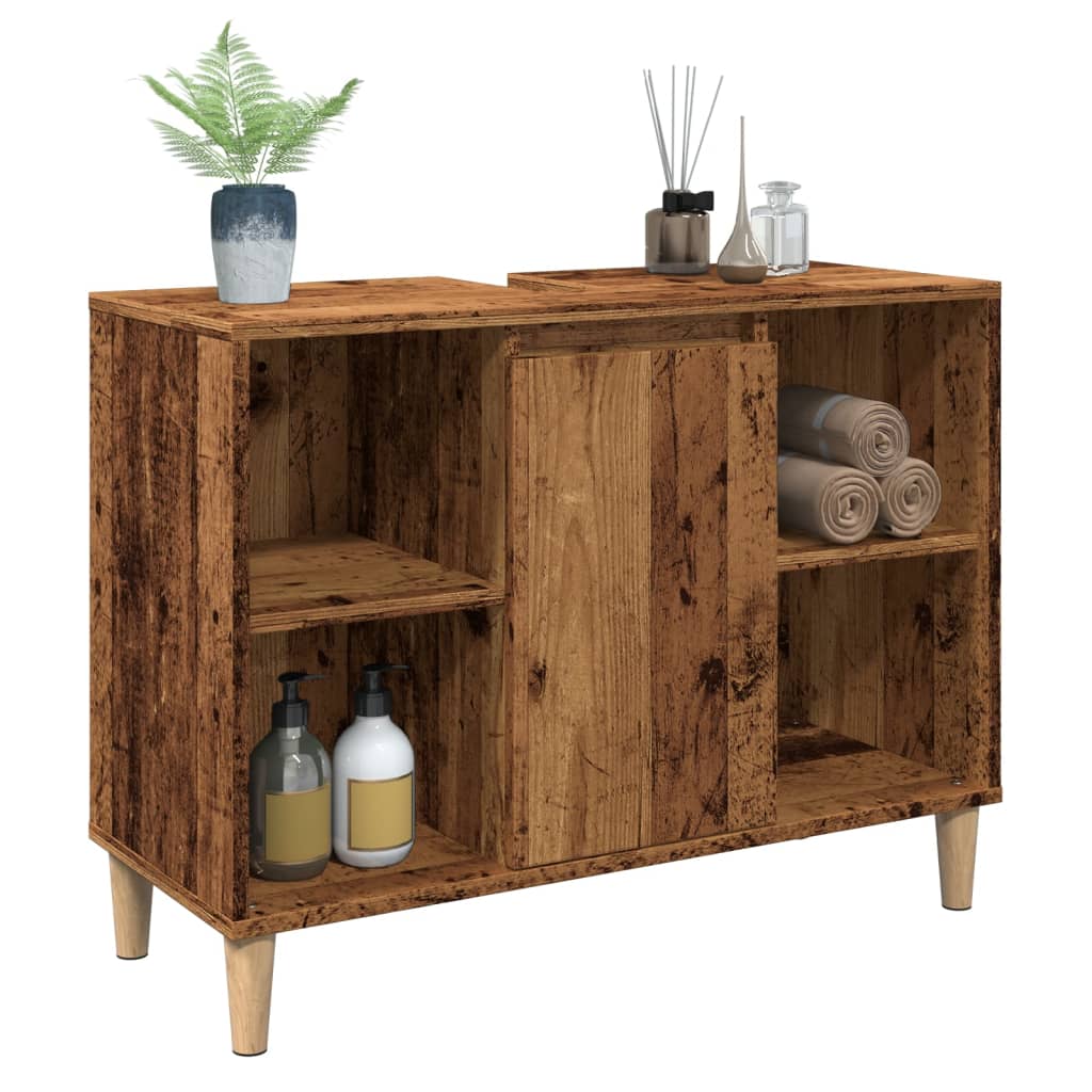 Mobile da Bagno Legno Antico 80x33x60 cm in Legno Multistrato
