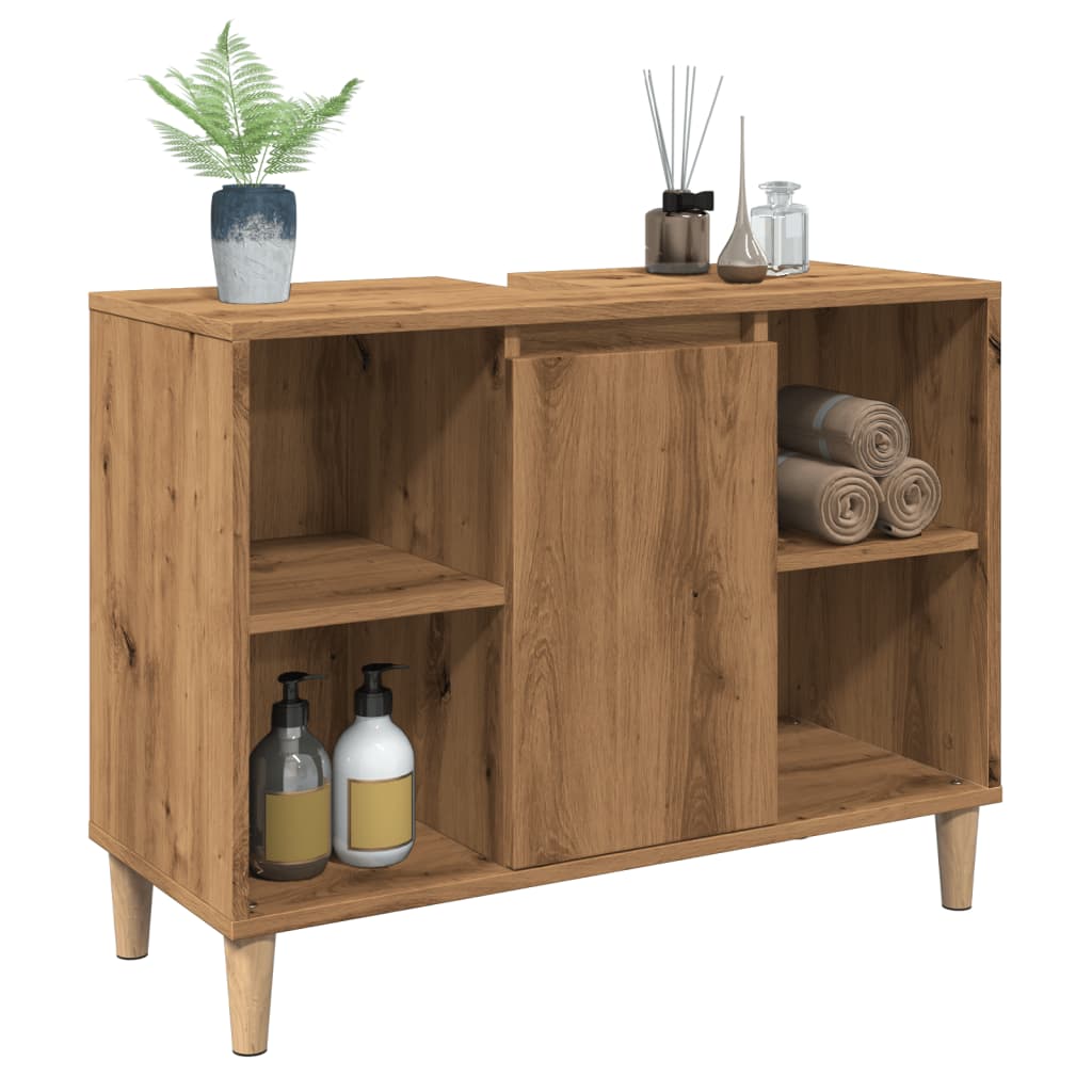 Mobile da Bagno Rovere Artigianale 80x33x60cm Legno Multistrato