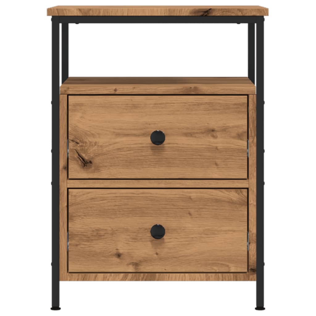 Comodini 2pz Rovere Artigianale 44x45x60cm in Legno Multistrato