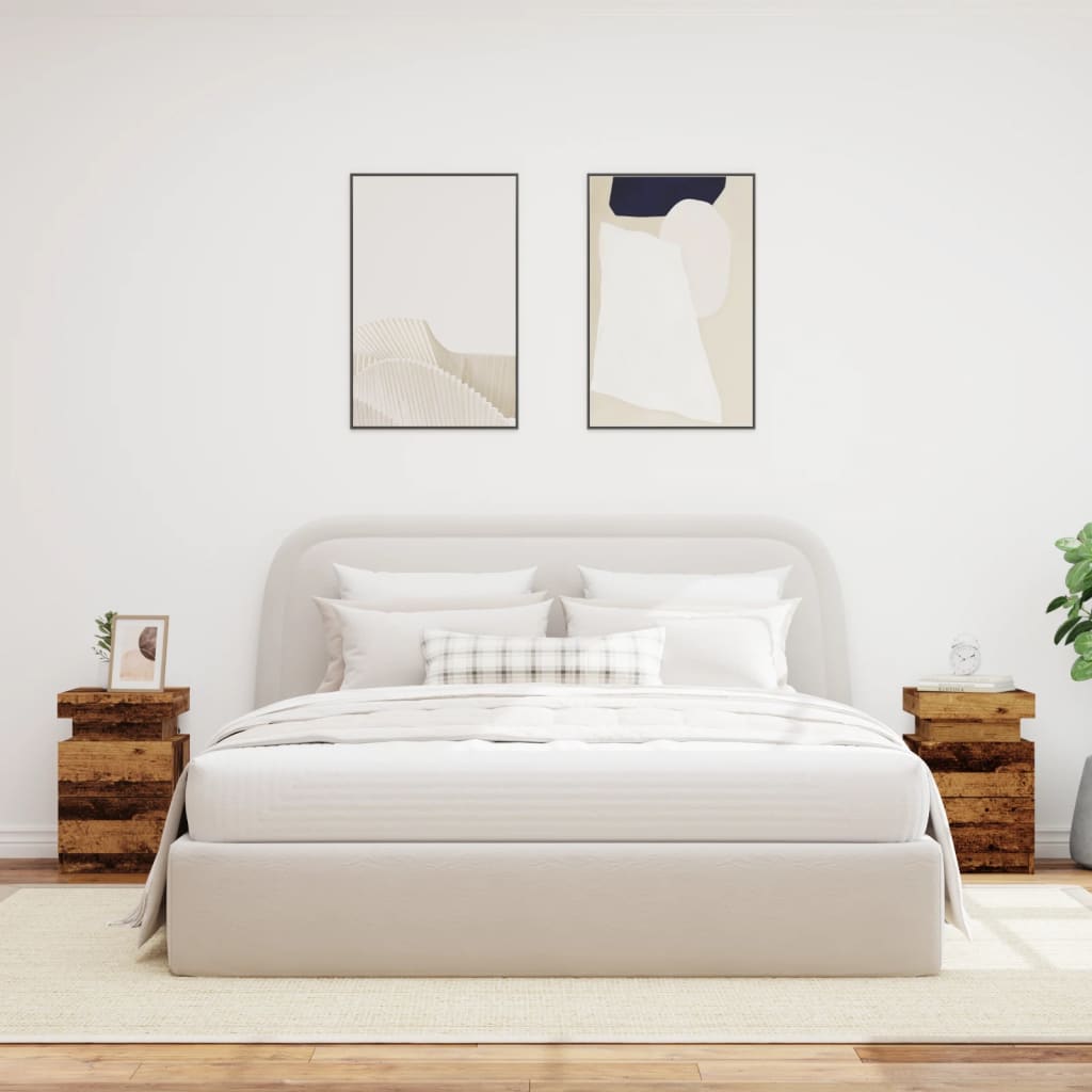 Comodini con LED 2 pz Legno Antico 35x39x55 cm in Truciolato