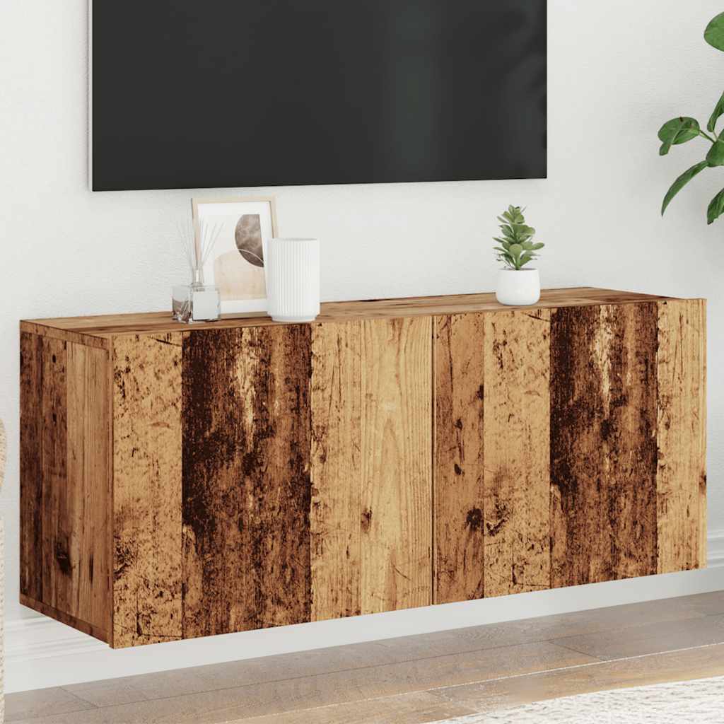 Mobile TV a Parete Legno Antico 100x30x41 cm
