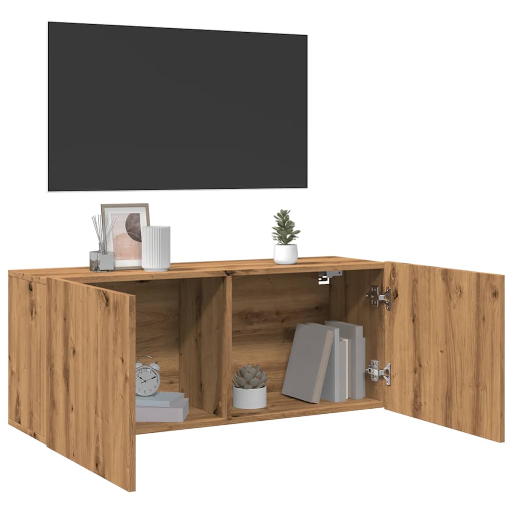 Mobile TV a Parete Rovere Artigianale 100x30x41 cm