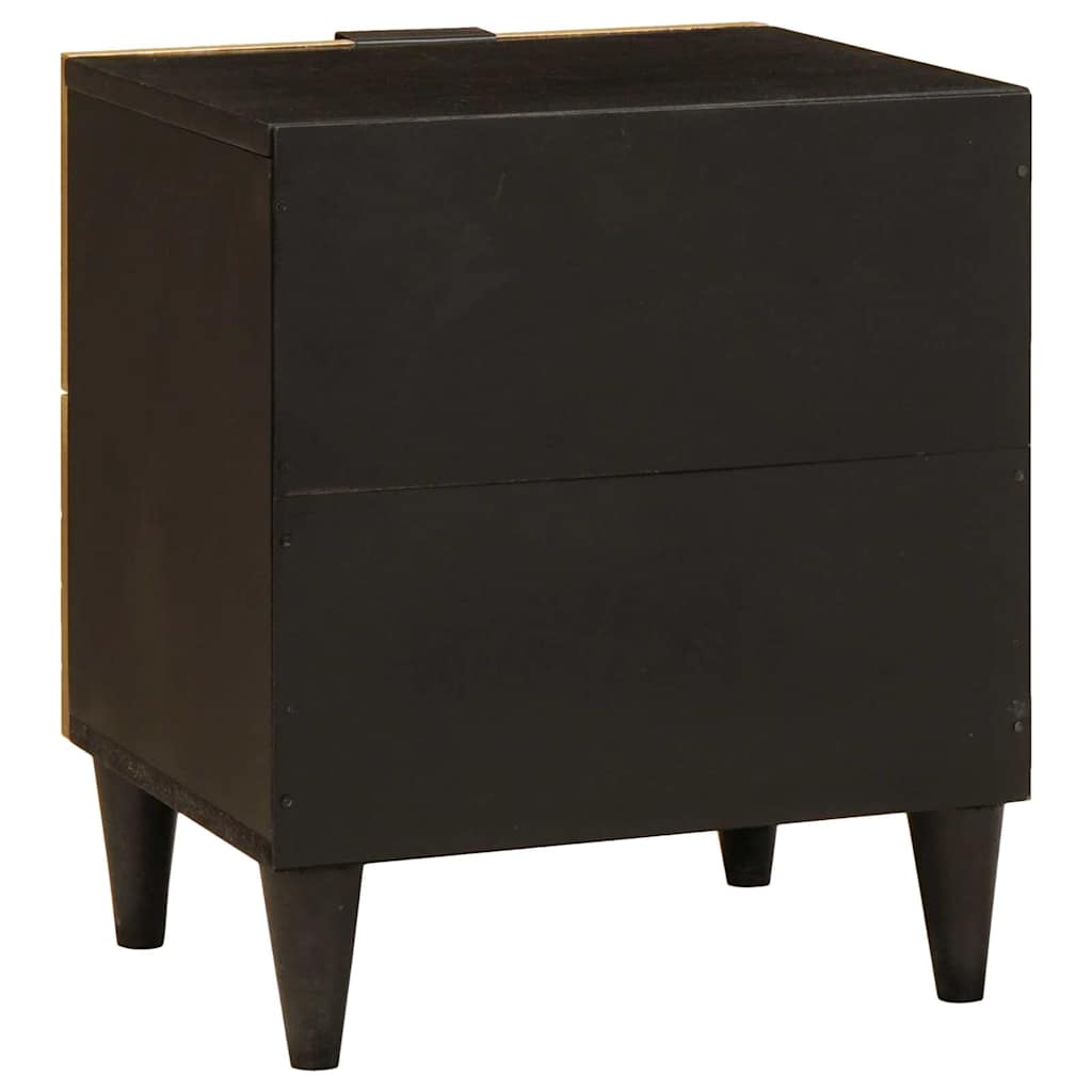 Armadio da Notte con cassetto Nero e Oro 40 x 33,5 x 46 cm