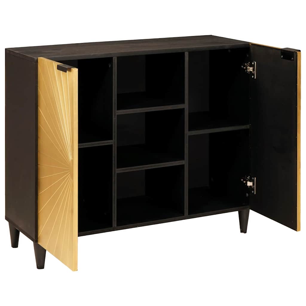 Mobile laterale con lo scaffale Nero e Oro 90 x 33,5 x 75 cm