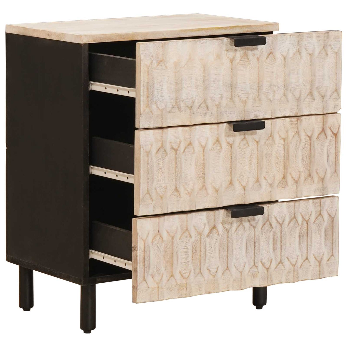 Armadio da Notte Bianco 50 x 33 x 62 cm Legno di mango massello