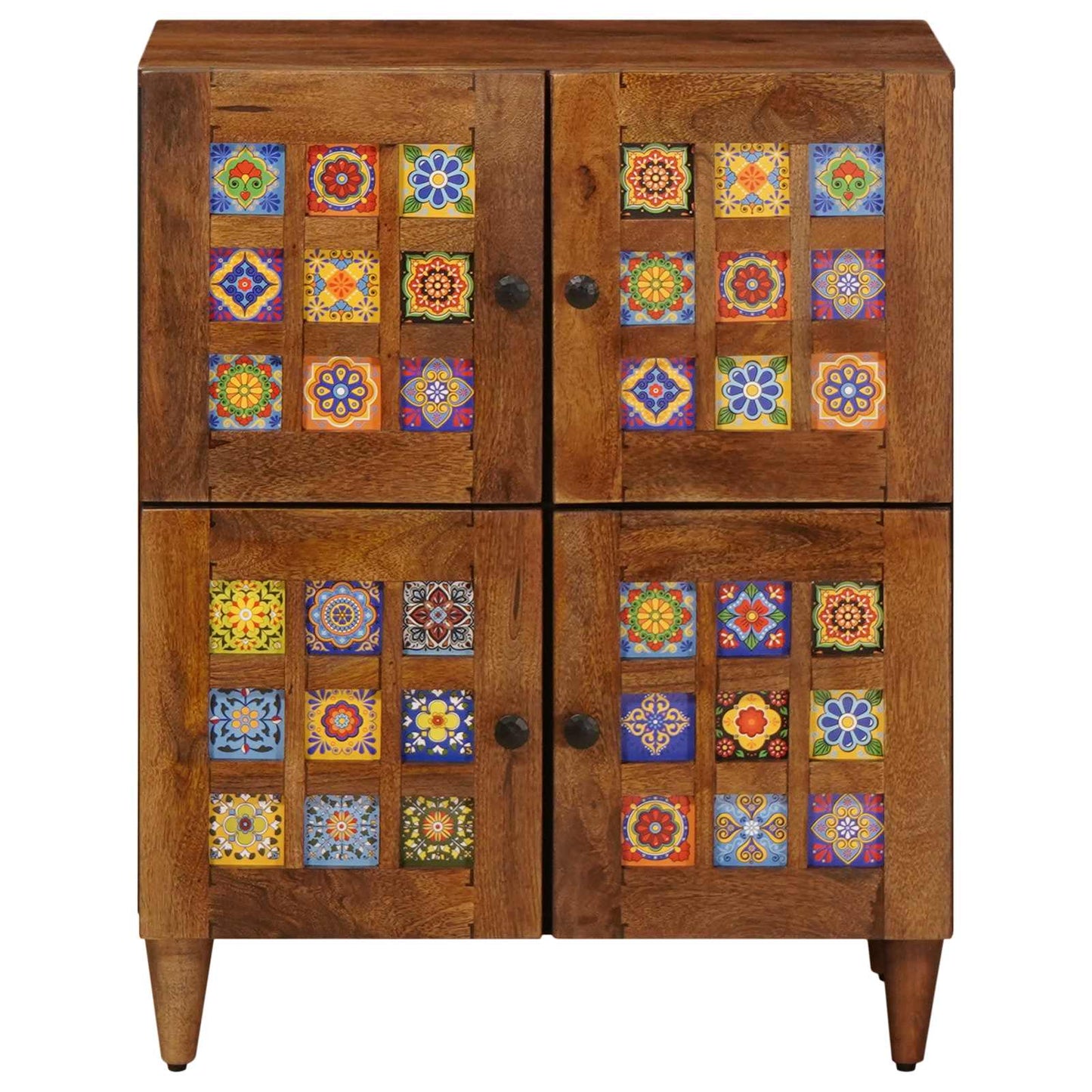 Credenza con porta Noce 60 x 33 x 75 cm Legno di mango massello