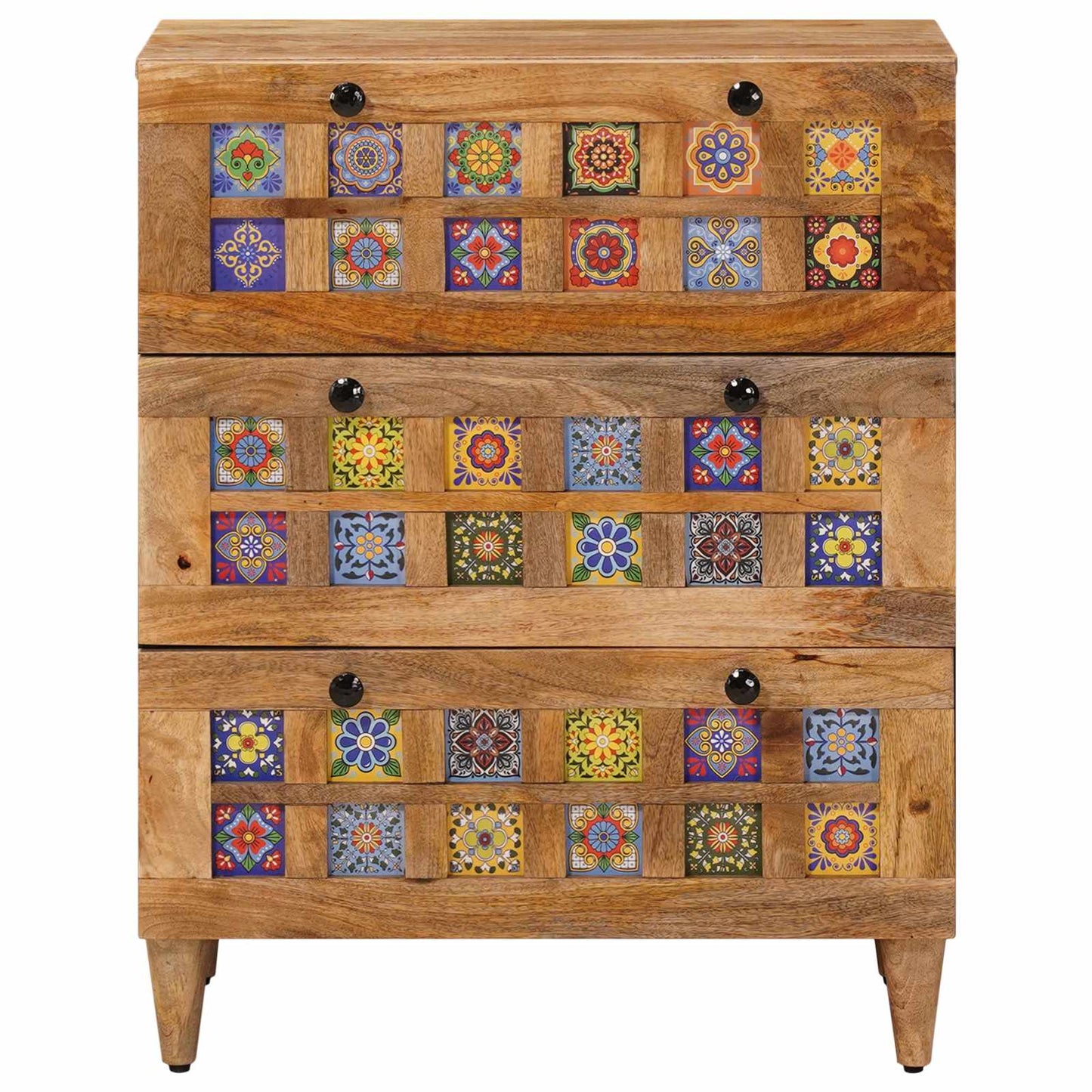Credenza Naturale 60 x 33 x 75 cm Legno di mango massello