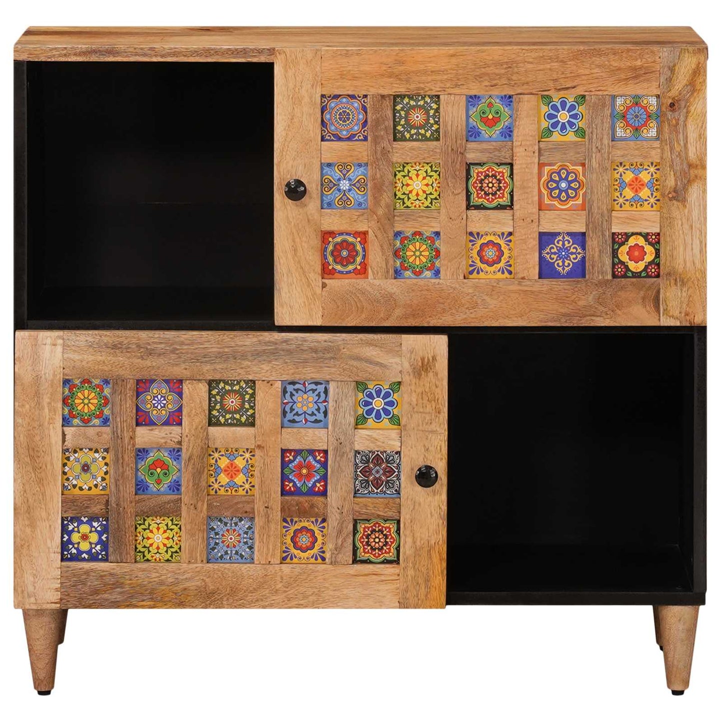 Credenza Naturale 80 x 33,5 x 75 cm Legno di mango massello